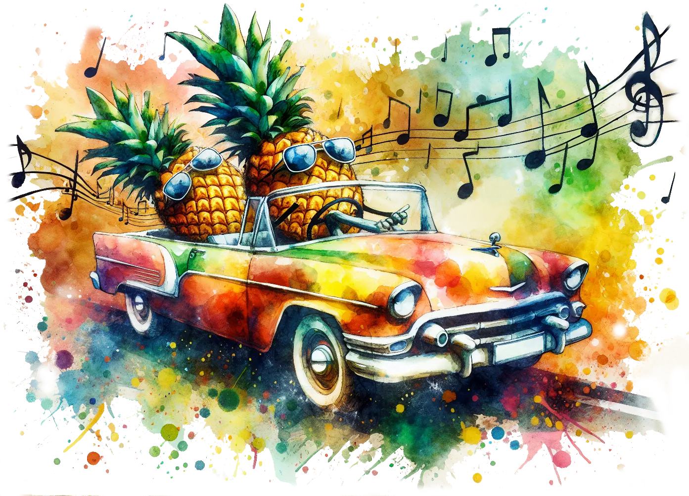 A generated pineapple driving